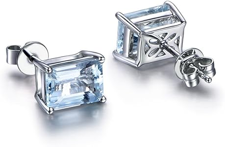 Amazon | 2.7 CT天然エメラルドカットブルーアクアマリンソリティア